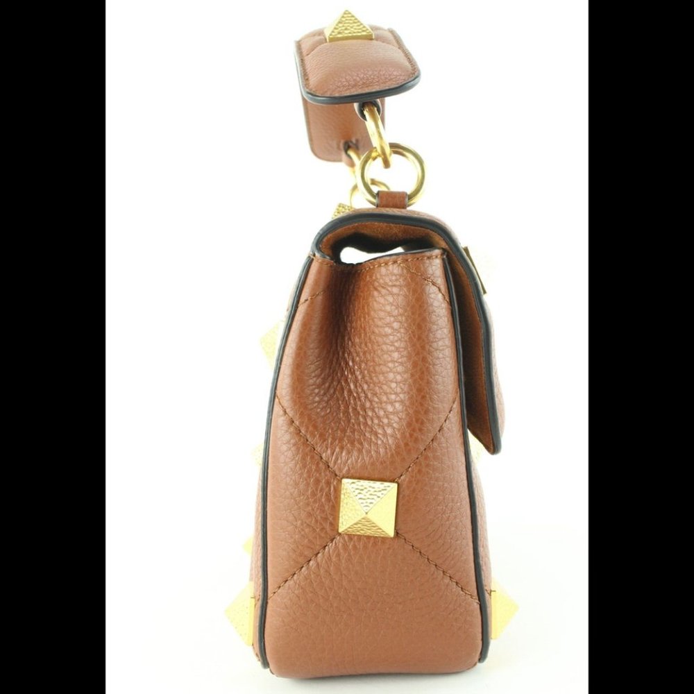 Valentino Caramel Brown Roma Stud 2way Crossbody Hammered GHW 1VAL0509 - Picture 2 of 12